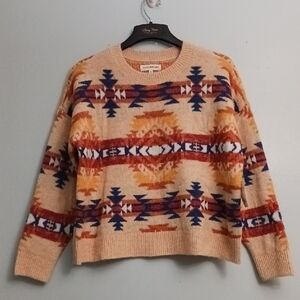 Lucky brand size XL women's geometric prints multi color 4%wool blend sweater.